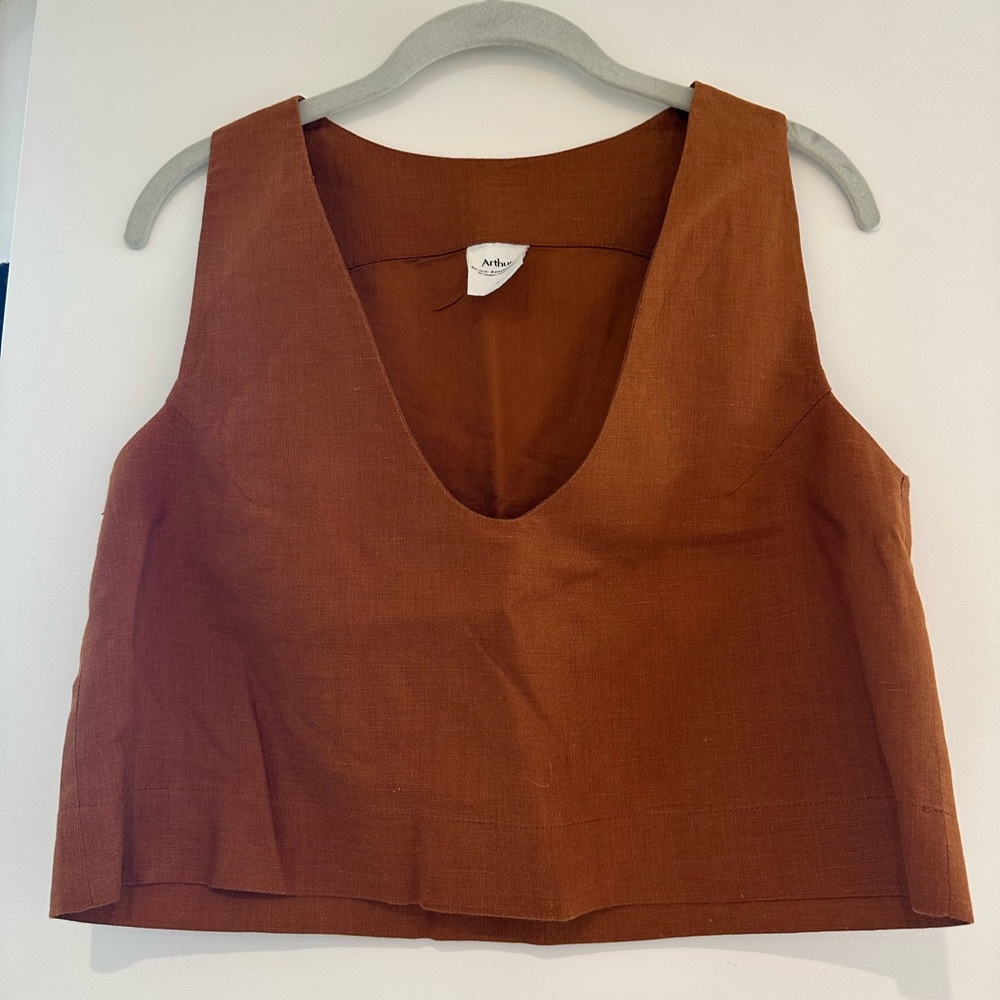 Crop linen rust tank